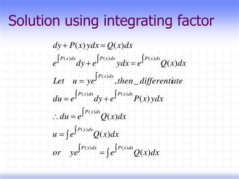 Solution Of Linear Differential Equation By Integrating Factor