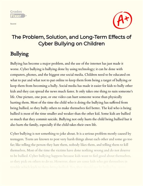Solution Problem Essay Cyberbullying