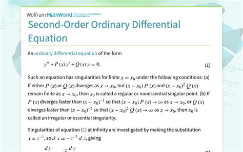 Solution Second Order Ordinary Differential Equation
