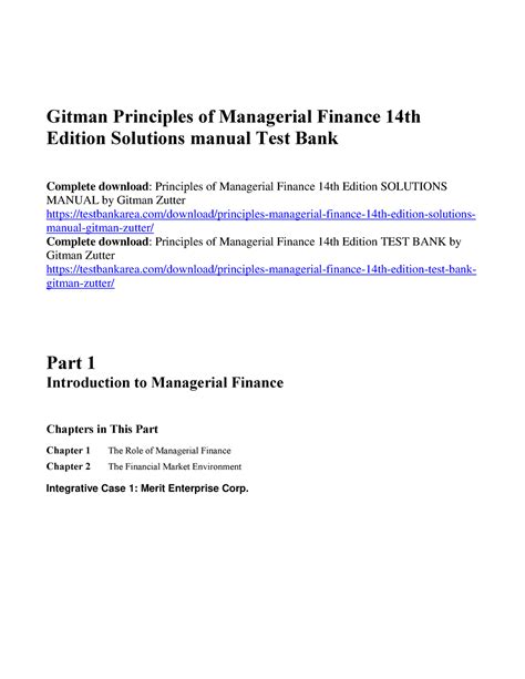 Solution manual 13 edition managerial finance gitman. - Pocket guide to fetal monitoring and assessment.