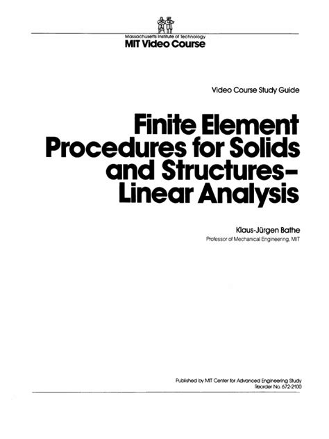 Solution manual finite element procedures bathe. - Bride of film book reference guide.