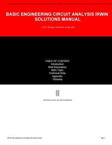 Solution manual for basic engineering circuit analysis. - Aisc sismic design manual 2nd edition.