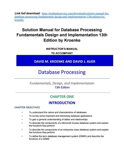 Solution manual for database processing 11th edition. - Management von organisationsänderungen in der öffentlichen verwaltung.