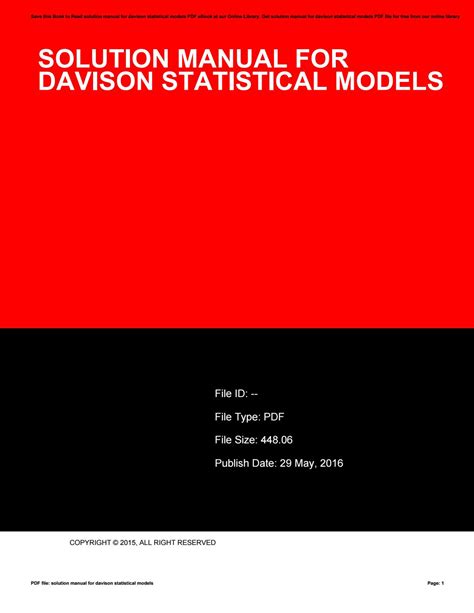 Solution manual for davison statistical models. - University of guelph irrigation course manual.