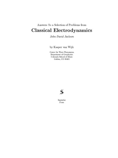 Solution manual for jackson classical electrodynamics. - Inside out modernism and postmodernism in chinese literary culture.
