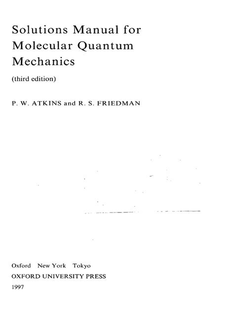 Solution manual for molecular quantum mechanics atkins. - Me and fat glenda fat glenda series.