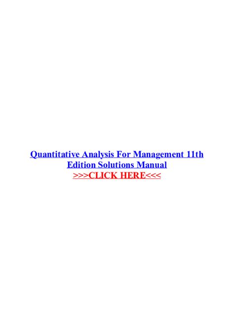Solution manual for quantitative analysis for management 11th. - A first course in probability instructors solutions manual.