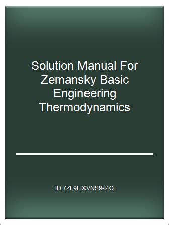 Solution manual for zemansky basic engineering thermodynamics. - Guide de sexualite tantrique developper son energie sexuelle creatrice et la partager.