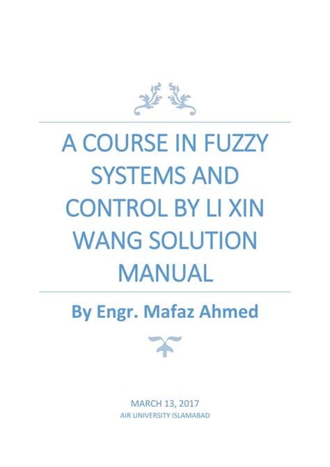 Solution manual fuzzy systems li wang. - Harley davidson xr 1200 manuale del negozio.