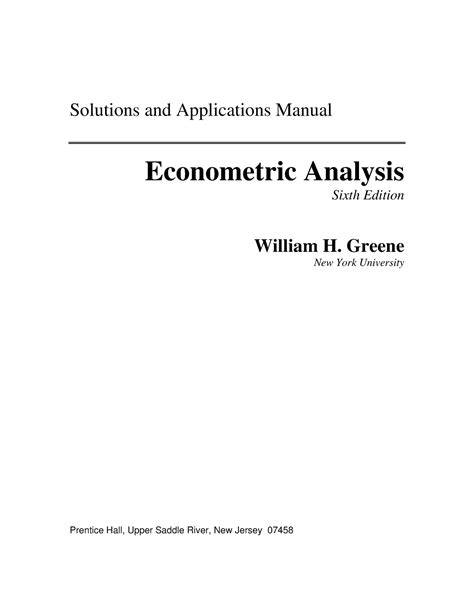 Solution manual greene econometric analysis 3rd edition. - 101 dalmatas - pongo y perdida.