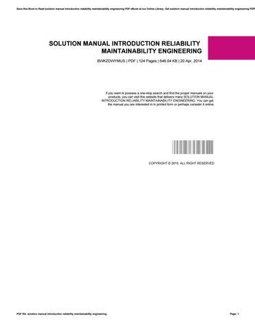 Solution manual introduction reliability maintainability engineering. - Solution manual dynamics of flight etkin.
