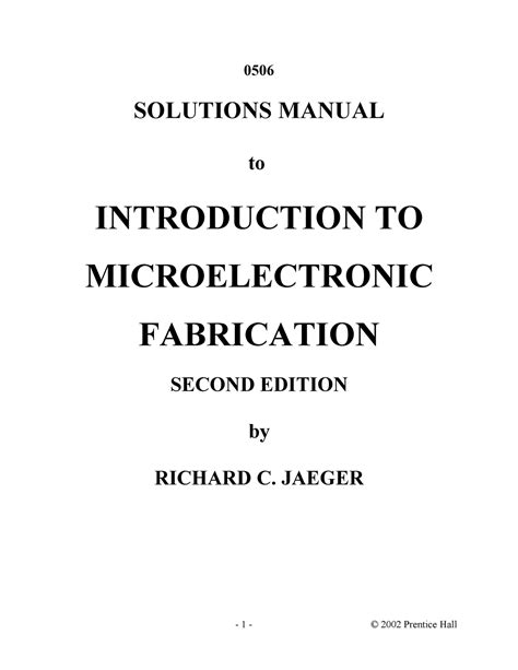 Solution manual introduction to microelectronic fabrication 2nd. - Karl imhoffs handbook of urban drainage and wastewater disposal.