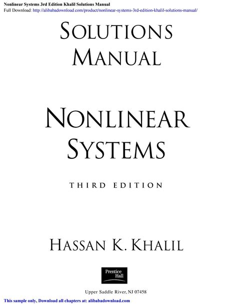 Solution manual nonlinear systems 2nd edition khalil. - Handbook on business process management 2 by jan vom brocke.