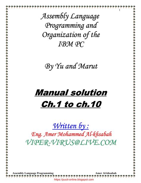 Solution manual of assembly language programing. - Manuale di servizio per manitou 1637.