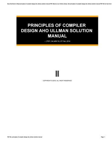 Solution manual of compiler design aho ullman. - Euromoney guide to emerging europe 2000 01.