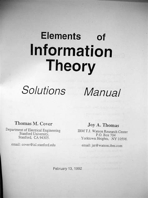 Solution manual of elements of information theory. - Tratado de la fabricacion de aguardientes de vino, orujo, patatas, cereales..