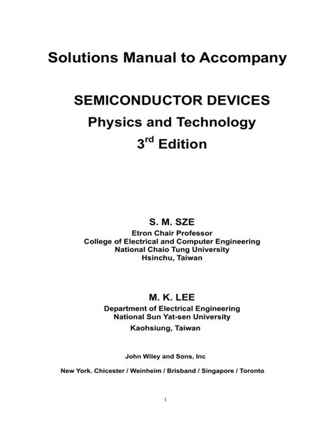 Solution manual physics of semiconductor devices s m sze 3rd edition. - Komatsu d85p 18 bulldozer oem oem owners manual.