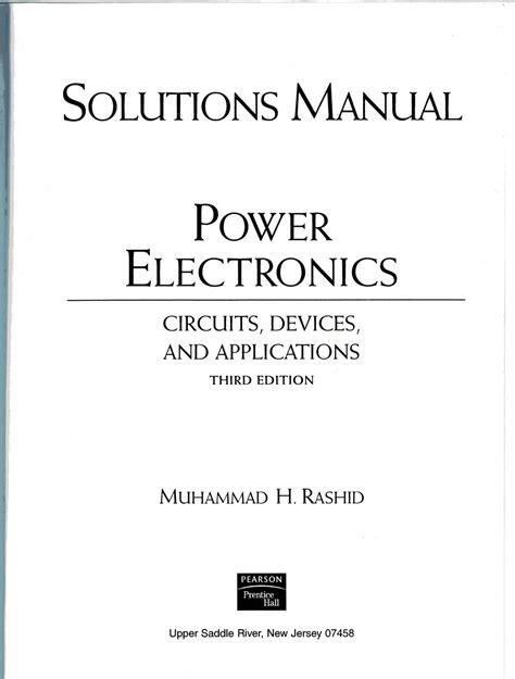 Solution manual power electronics rashid 3rd edition. - Guía de ética de la terapia física.