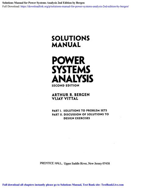 Solution manual power system analysis bergen. - Ford new holland t7040 service manual.