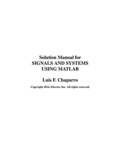 Solution manual signals and systems using matlab. - Jaga et les bayaka du kwango.