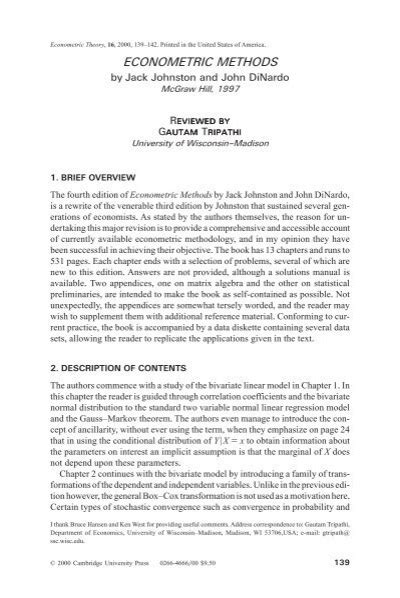 Solution manual to johnston econometric methods. - Tekst til geologisk kart over strøkene mellem sætersdalen og ringerike.