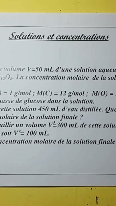 Solutions Et Concentrations