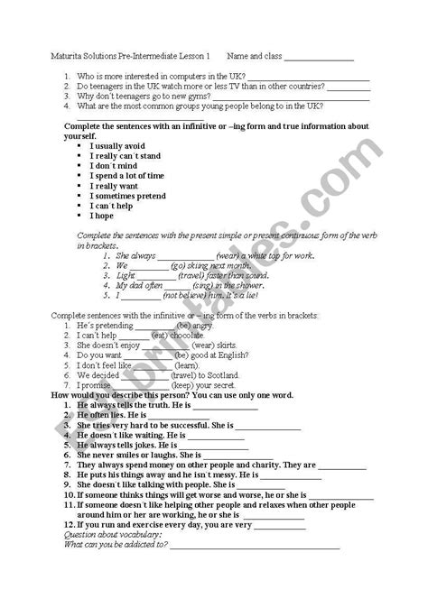 Solutions Intermediate Test Matura