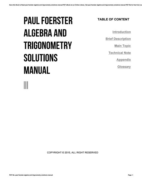 Solutions manual algebra and trigonometry foerster. - Professional review guide for the ccs examination w interactive cd.