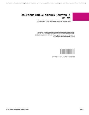 Solutions manual brigham houston 12 edition. - Mcdougal littell algebra 1 notetaking guide answers.
