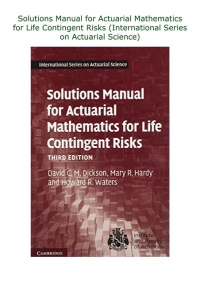 Solutions manual for actuarial mathematics for life contingent risks. - Das moderne überlebenshandbuch überlebt den wirtschaftlichen zusammenbruch von fernando ferfal aguirre.