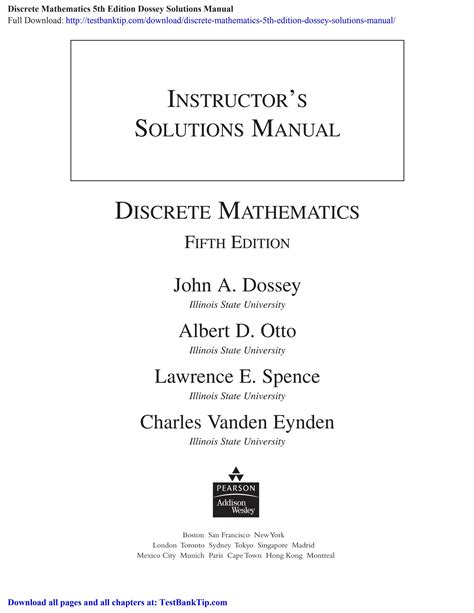 Solutions manual for discrete mathematics dossey. - The light we cannot see readers guide.