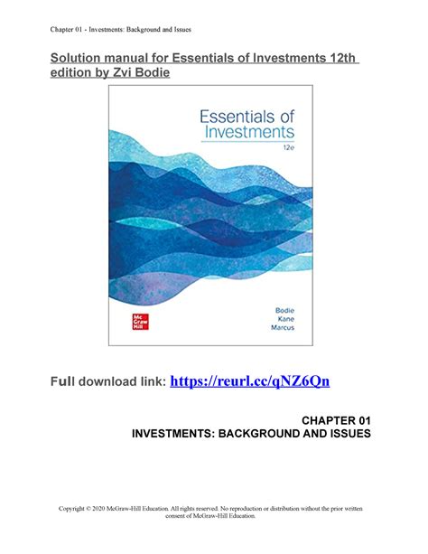Solutions manual for essentials of investments. - Welt im verständnis des christlichen glaubens.