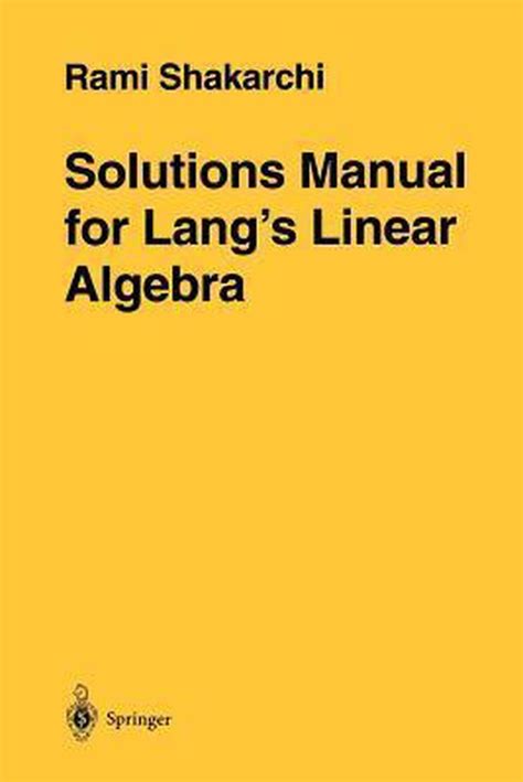 Solutions manual for lang s linear algebra by rami shakarchi. - Dodge ram truck 1990 factory service repair manual.