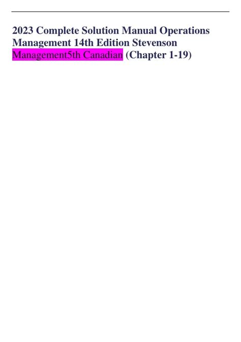 Solutions manual for operation management stevenson. - Guía de estudio para los principios de microeconomía de mankiw 7mo.