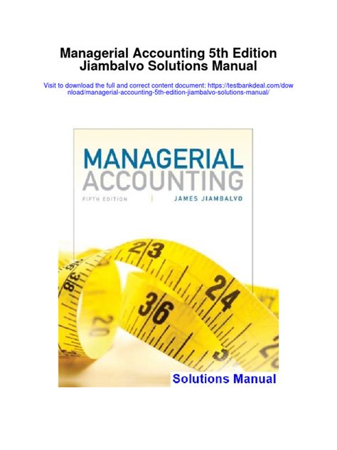 Solutions manual managerial accounting jiambalvo edition 5. - 21st century complete medical guide to laser eye surgery and the lasik procedure authoritative government documents.