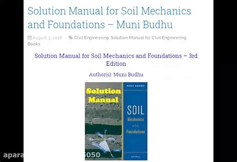 Solutions manual soil mechanics budhu 2nd edition. - Manual del guerrero de la luz.