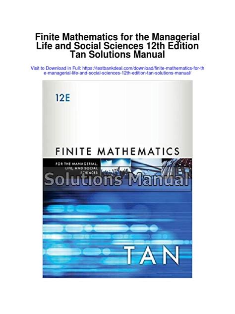 Solutions manual tan 10 finite mathematics. - The insiders guide to getting a big firm job what every law student should know about interviewing.