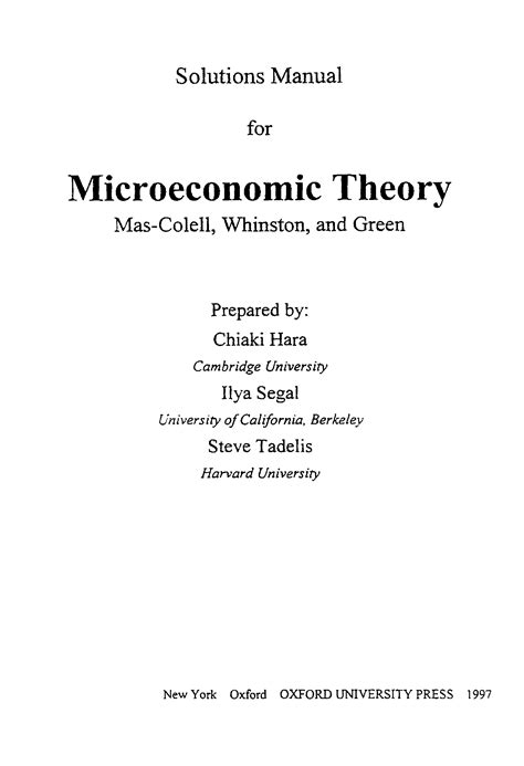 Solutions manual to microeconomic theory solution. - Law school study guides torts i outline volume 8.
