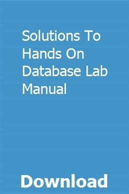 Solutions to hands on database lab manual. - Cherish study guide the one word that changes everything for your marriage.