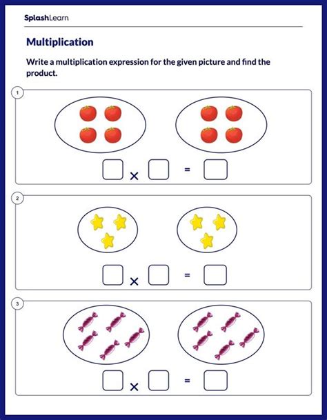 Solve Multiplication Expression for Equal Groups Worksheet