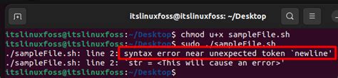 Solve Syntax Error Near Unexpected Token Newline in Linux Bash