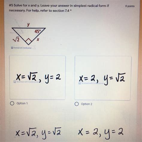Solve for X. Leave your answer in simplest radical form if necessary