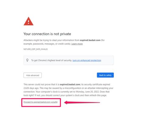 Solve privacy error in chrome