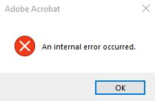 Solved: "An Internal Error Occured" when clicking on a PDF.