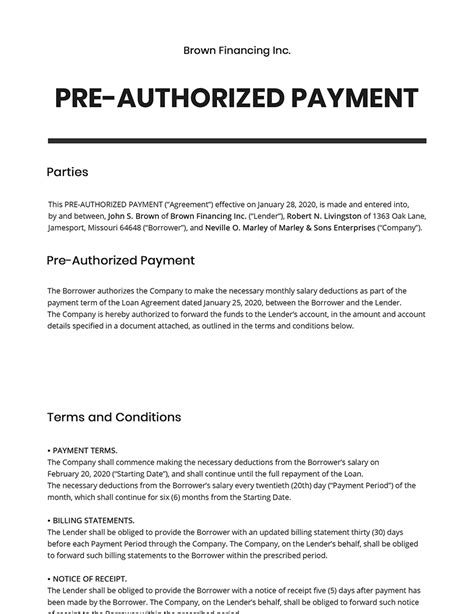 Solved: Customer Pre-Authorized Payment Form Recurring …