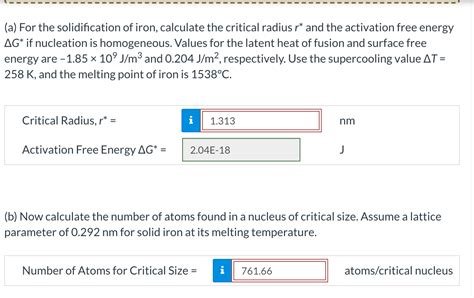 Solved (a) For the solidification of iron, calculate the Chegg.com