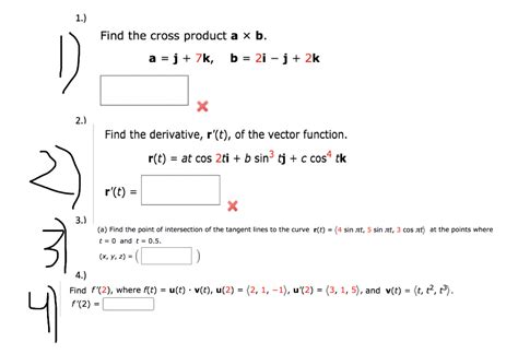 Solved 1 D Find The Cross Product A B A J 7k B Chegg Com