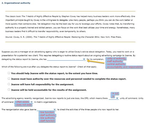 Solved 2. Organizational authority The classic book The 7 - Chegg