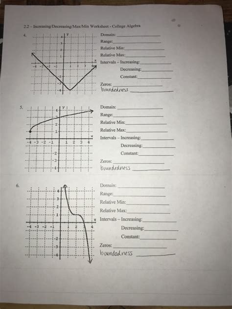 Solved 2.2 Increasing Decreasing/Max/Min Worksheet