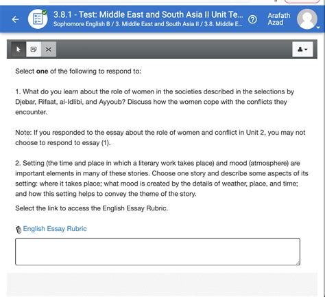 Solved 3.8.1 Test Middle East and South Asia II Unit Te...